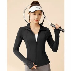 批发立领人鱼线瑜伽服女<b class='q'>夏季</b>防紫外线原纱透气速干健身运动跑步防晒服