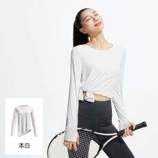 批发新款春秋冰丝长袖瑜伽服女宽松圆领两穿高级感健身运动上衣<b class='q'>T</b><b class='q'>恤</b>