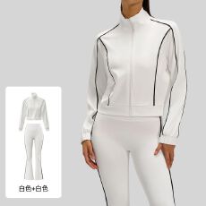 批发2026春季休闲运动套装女宽松设计感开衫夹克阔腿裤骑行两件套