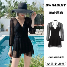 批发泳衣女款2026新款高级感连体裙式微<b class='q'>胖</b>女孩遮肉成人女士泡温泉泳装