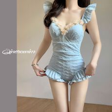 批发2026新款连体女高级泳衣绝美连体聚拢小胸遮肚显瘦海边度假泡温泉