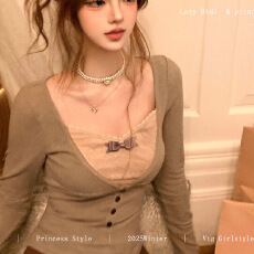 批发慕斯羊绒<b class='q'>假两件</b>蕾丝拼色拉绒打底秋冬长袖修身t恤<b class='q'>上衣</b>