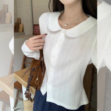 批发法式气质复古钩花镂空娃娃领<b class='q'>修身</b><b class='q'>衬衫</b>女春秋洋气百搭时尚减龄上衣