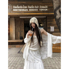 批发法式白色蕾丝蝴蝶结防晒衬衫<b class='q'>夏季</b>长袖上衣