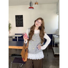 批发2026春季新款韩系设计彩色毛球时尚百搭宽松慵懒针织马甲背心女潮