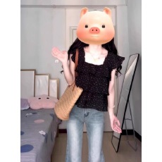 批发法式甜美波点小飞袖衬衫女夏季设计感减龄方领雪纺娃娃衫短款上衣