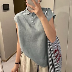 批发棉麻2026夏季新款高级感气质棉麻翻领<b class='q'>衬衫</b>简约<b class='q'>宽松</b>超显瘦洋气小衫