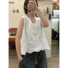 批发无袖方领背心衬衫女外穿夏季2026大码胖mm巨好看<b class='q'>蕾丝</b>拼接打底上衣