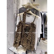 批发十三行2026春夏新款性感豹纹吊带背心女外穿宽松显瘦雪纺无袖上衣