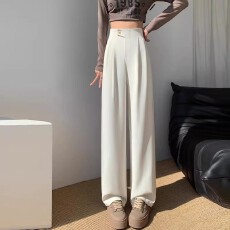 批发高级窄版阔腿裤2026年新款垂感休闲百搭白色西装裤高级感直筒裤