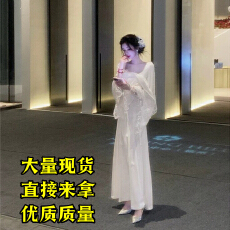 批发雅乔定制京洛佳人 立体花朵温柔白月光<b class='q'>长袖</b><b class='q'>连衣裙</b>