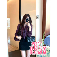 批发JustQin紫雾星澜2025新款秋装飘带<b class='q'>雪纺</b><b class='q'>衫</b>上衣波点长袖衬衫女