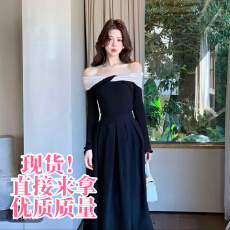 批发木子李的李<b class='q'>黑白</b>奢影秋冬小众气质赫本风法式上衣小黑裙时尚套装