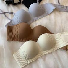 批发防滑链条内衣女上托防滑<b class='q'>光面</b>收副乳<b class='q'>文胸</b>无钢圈无肩带性感舒适胸罩