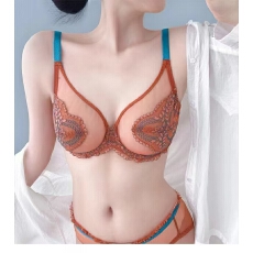 批发莫奈花园内衣女薄款<b class='q'>夏</b>季大胸显小胸套装全罩杯收副乳防下垂文胸