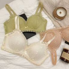 批发蝴蝶仙女蕾丝内衣女薄款无钢圈收副乳聚拢舒适文胸套装