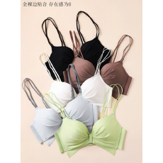 批发午后冰咖法式美背性感内衣小胸聚拢显大收副乳防下垂无痕文胸套装