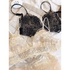 批发新款纯欲性感刺绣蕾丝内衣无钢圈大胸显小超薄舒适透气文胸罩套装