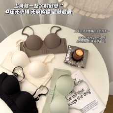 批发前扣圆圆胸外扩型内衣女小胸聚拢显大胸罩无痕半杯无肩带防滑文胸