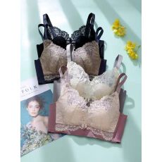 批发春暖花开内衣<b class='q'>夏</b>季薄款大胸显小无钢圈文胸全罩杯免耳棉超薄胸套装