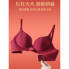 批发胸罩2025蛇年本命年结婚新娘小胸聚拢红色内衣女性感