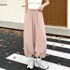 批发粉色女款爆款2026新款灯笼裤设计感钩花高腰九分休闲裤宽松哈伦裤