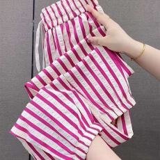 原版面料~外贸剪标休闲裤女夏季薄款束脚裤哈伦裤网红条纹九分裤