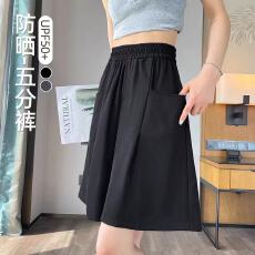 批发冰丝速干裤那女夏季薄款美式A字阔腿<b class='q'>短裤</b>大码胖mm高腰显瘦五分裤