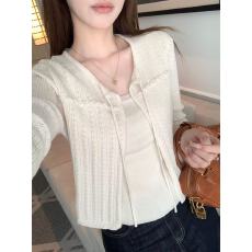 批发2026春季新款百搭纯欲<b class='q'>针织</b><b class='q'>开衫</b>两件套女吊带显瘦毛织上衣女