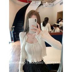 批发2026白色小香风套装女纯欲<b class='q'>针织</b>吊带上衣高级感长袖防晒<b class='q'>开衫</b>两件套