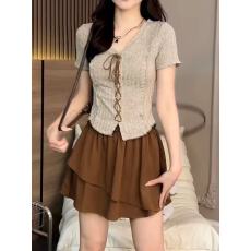 批发<b class='q'>大码</b>辣妹纯欲风t恤半身裙套装女夏季胖mm显瘦短袖上衣短裙两件套