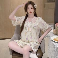 夏季新款睡衣女士云朵棉短袖短裤可爱甜美高级感公主风家居服套装