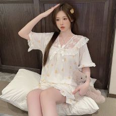夏季新款睡衣女士云朵棉短袖短裤可爱甜美高级感公主风家居服套装