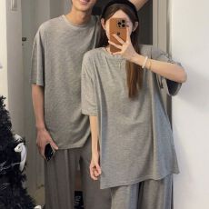 批发<b class='q'>情侣装</b>新款莫代尔夏季宽松休闲简约条纹舒适家居服