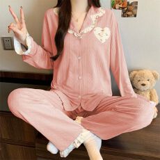 批发实拍仿棉提花180克ins风清新<b class='q'>碎花</b>荷叶边亲肤家居服套装