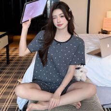 批发夏季新款纯棉网红风公主风套头短袖<b class='q'>短裤</b>睡衣<b class='q'>女</b>套装