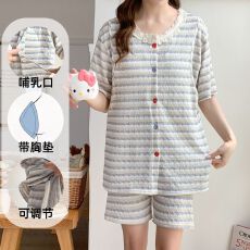 批发带固定胸垫<b class='q'>睡衣</b>女夏<b class='q'>莫代尔</b>短袖套宽松大码220斤可穿家居服