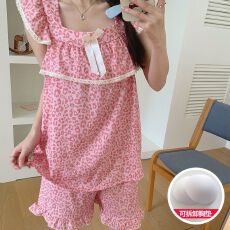 夏季新款可爱甜美卡通睡衣女简约舒适云朵棉套装家居服