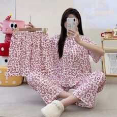 批发新款夏季三件套睡衣女简约圆领套头舒适仿棉家居<b class='q'>服</b>