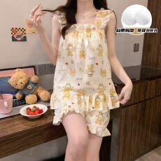批发云朵棉带胸垫家居服女套装韩系印花10款女士睡衣