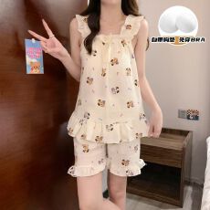 批发云朵棉带胸垫家居服女套装韩系印花10款女士睡衣