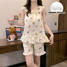 批发云朵棉带胸垫家居服女套装韩系印花10款女士睡衣