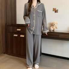 批发仿棉提花月牙ins简约休闲纯色提花亲肤家居服套装