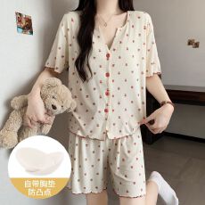 批发夏季新款女士慵懒睡衣<b class='q'>短袖</b>莫代尔凉感舒适韩版家居服套<b class='q'>装</b>春秋外穿