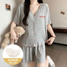 批发夏季新款女士慵懒睡衣<b class='q'>短袖</b>莫代尔凉感舒适韩版家居服套<b class='q'>装</b>春秋外穿
