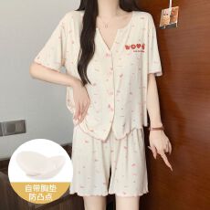 批发夏季新款女士慵懒睡衣<b class='q'>短袖</b>莫代尔凉感舒适韩版家居服套<b class='q'>装</b>春秋外穿