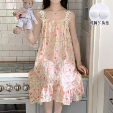 批发带胸垫睡衣女夏季2026新款<b class='q'>吊带</b><b class='q'>睡裙</b>云朵棉家居服甜美可爱可外穿
