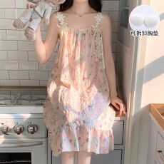 批发带胸垫睡衣女夏季2026新款<b class='q'>吊带</b><b class='q'>睡裙</b>云朵棉家居服甜美可爱可外穿