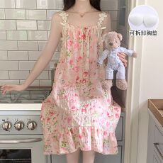 批发带胸垫睡衣女夏季2026新款<b class='q'>吊带</b><b class='q'>睡裙</b>云朵棉家居服甜美可爱可外穿