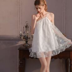 批发<b class='q'>性感</b><b class='q'>睡衣</b>女夏斜肩吊带睡裙网纱蓬蓬裙甜美纯欲法式浪漫情调家居服
